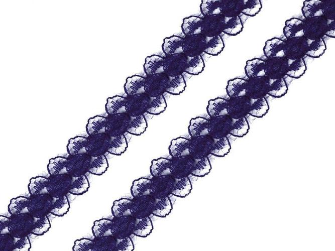 Synthetische Spitze dunkelblau Breite 14 mm